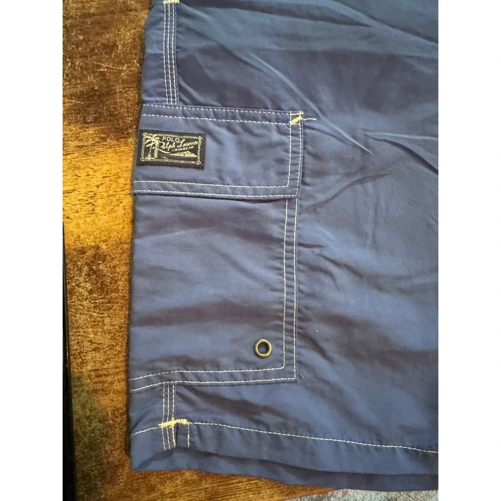 NWT Polo Ralph Lauren Swim Trunks XXL‎ Blue Cargo Pocket Contrast Stitch Preppy